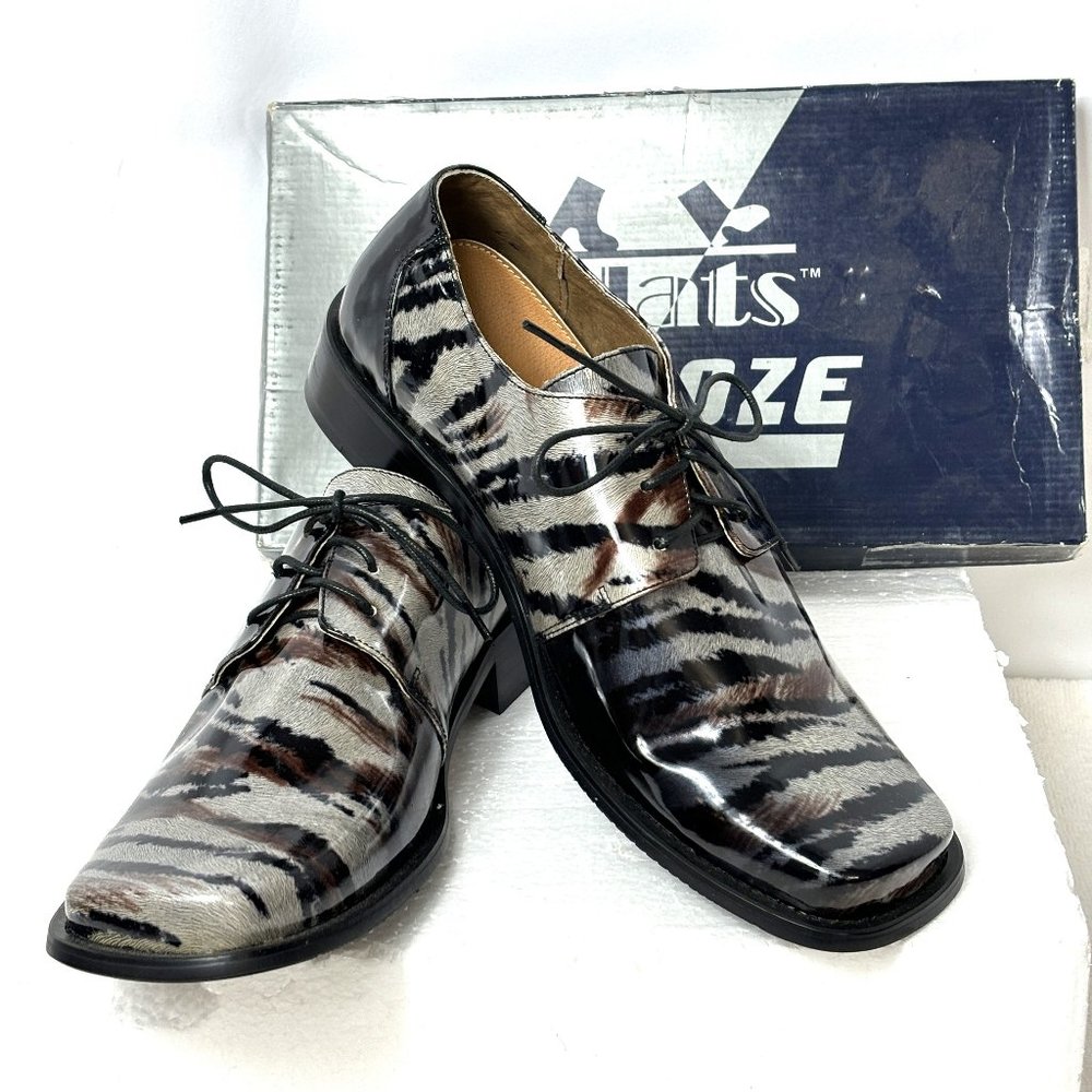 Vintage Zebra Silver Brwn Blk Oxford Formal Zoot Suit Dress Shoe Rare OOAK NWOT